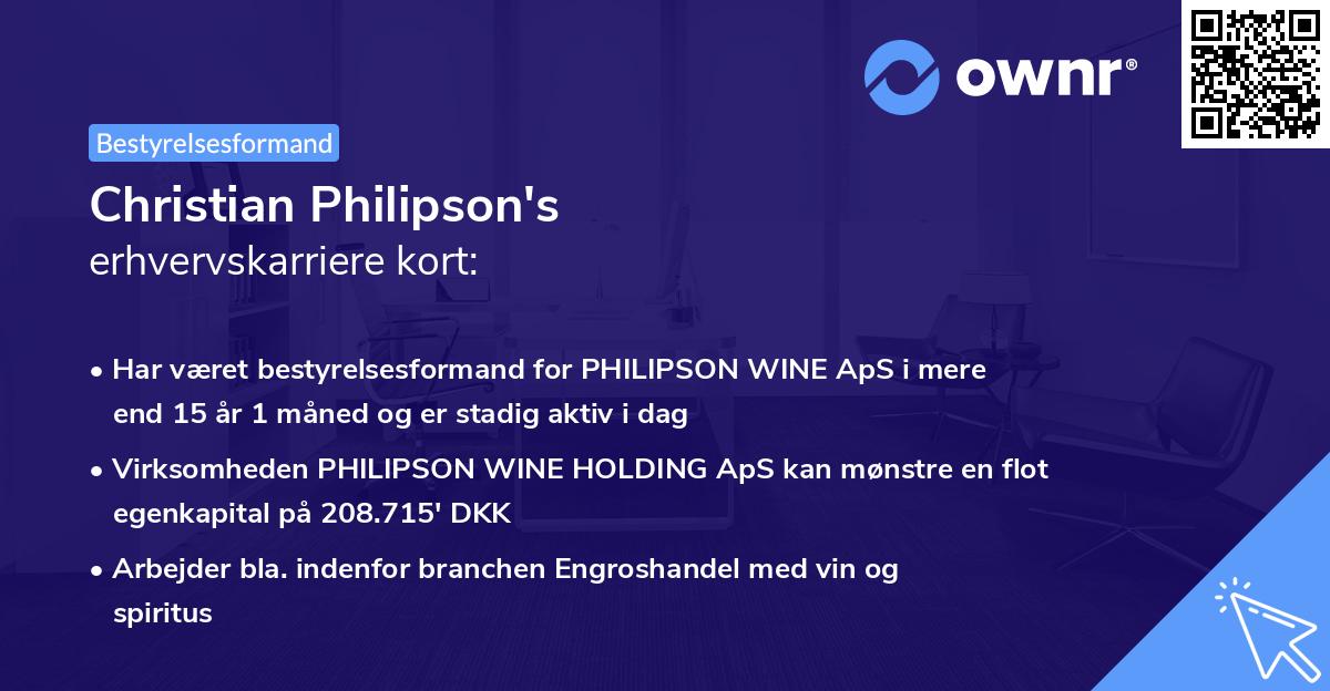 Christian Philipson's erhvervskarriere kort
