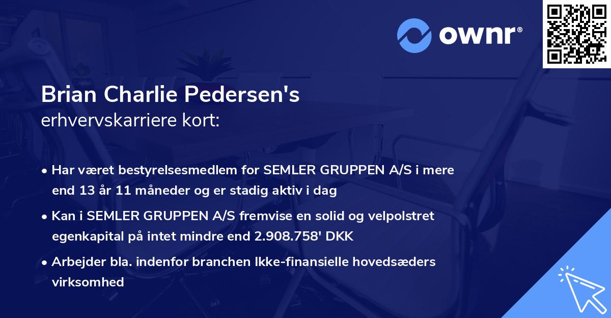 Brian Charlie Pedersen's erhvervskarriere kort