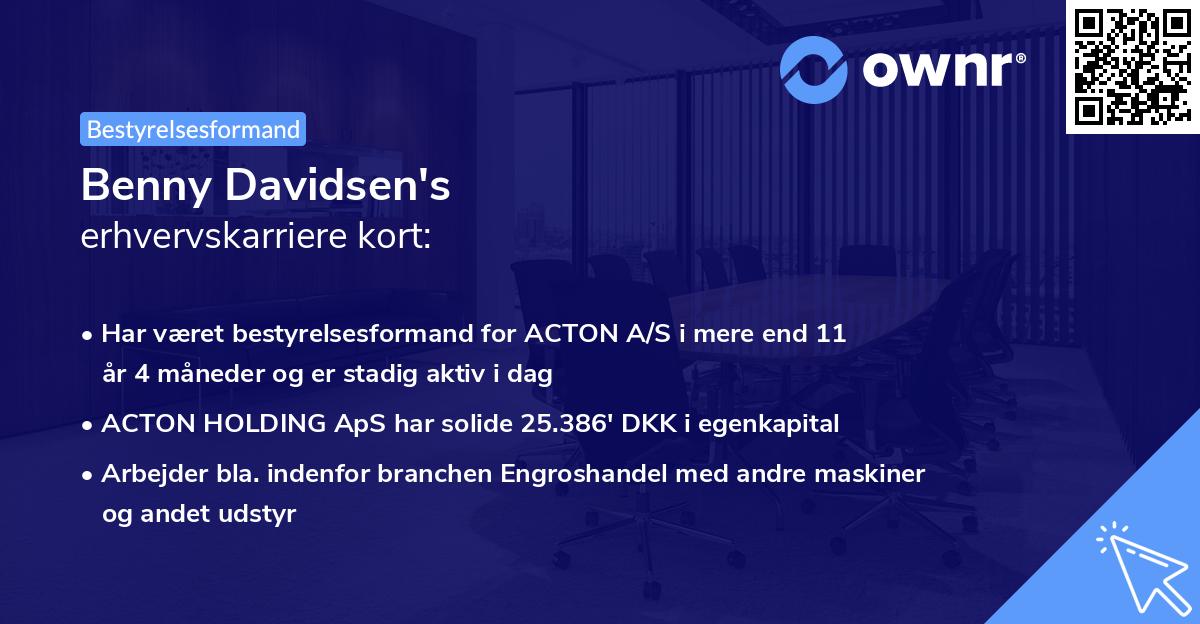 Benny Davidsen's erhvervskarriere kort