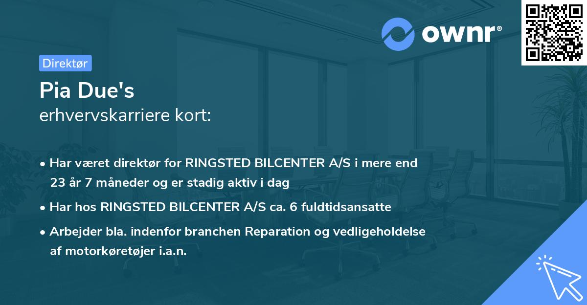 Pia Due's erhvervskarriere kort