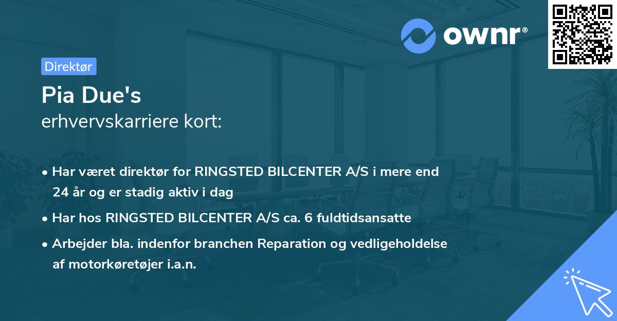 Pia Due's erhvervskarriere kort