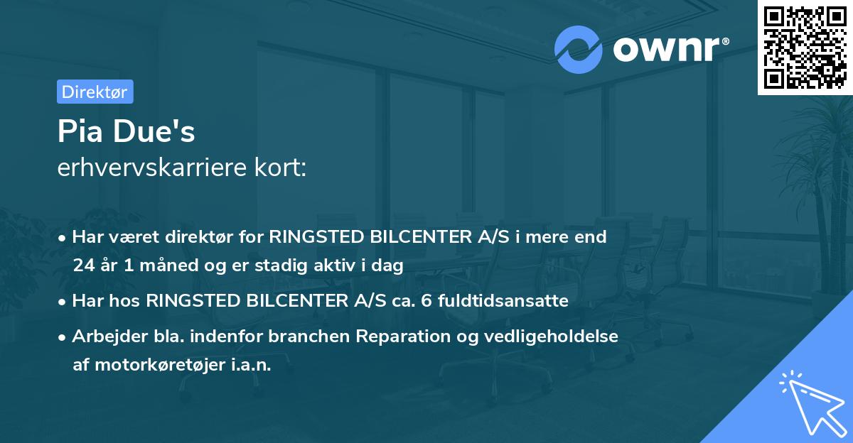 Pia Due's erhvervskarriere kort