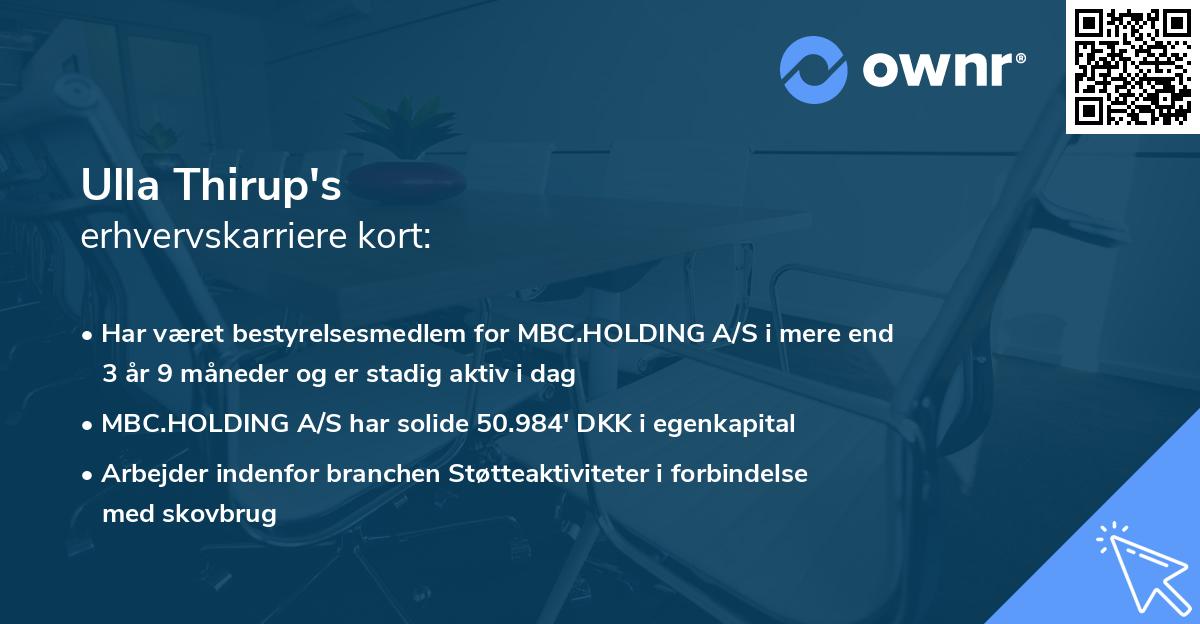 Ulla Thirup's erhvervskarriere kort