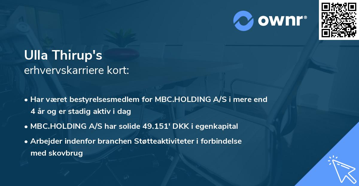 Ulla Thirup's erhvervskarriere kort