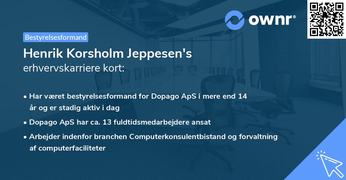 Henrik Korsholm Jeppesen's erhvervskarriere kort