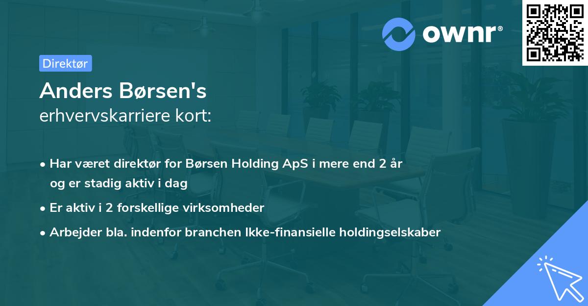 Anders Børsen's erhvervskarriere kort