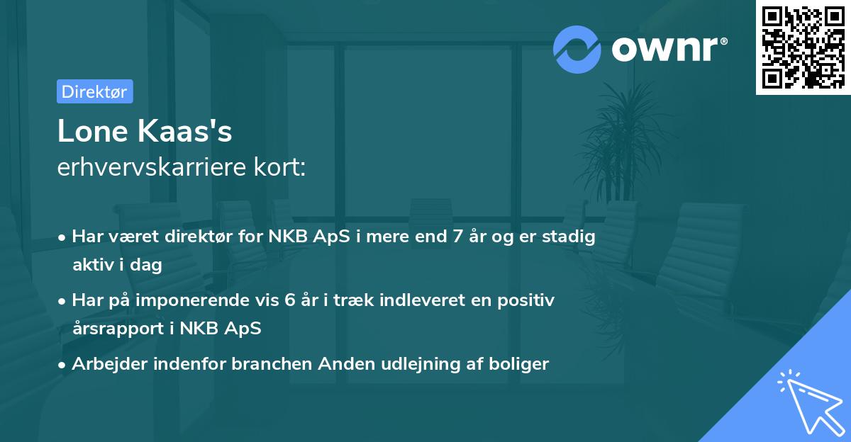 Lone Kaas's erhvervskarriere kort