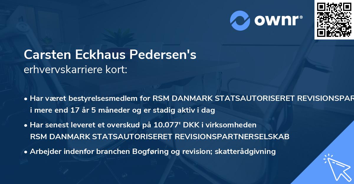 Carsten Eckhaus Pedersen's erhvervskarriere kort