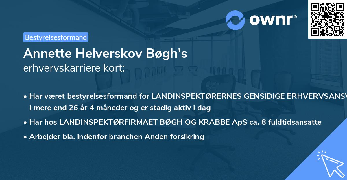 Annette Helverskov Bøgh's erhvervskarriere kort