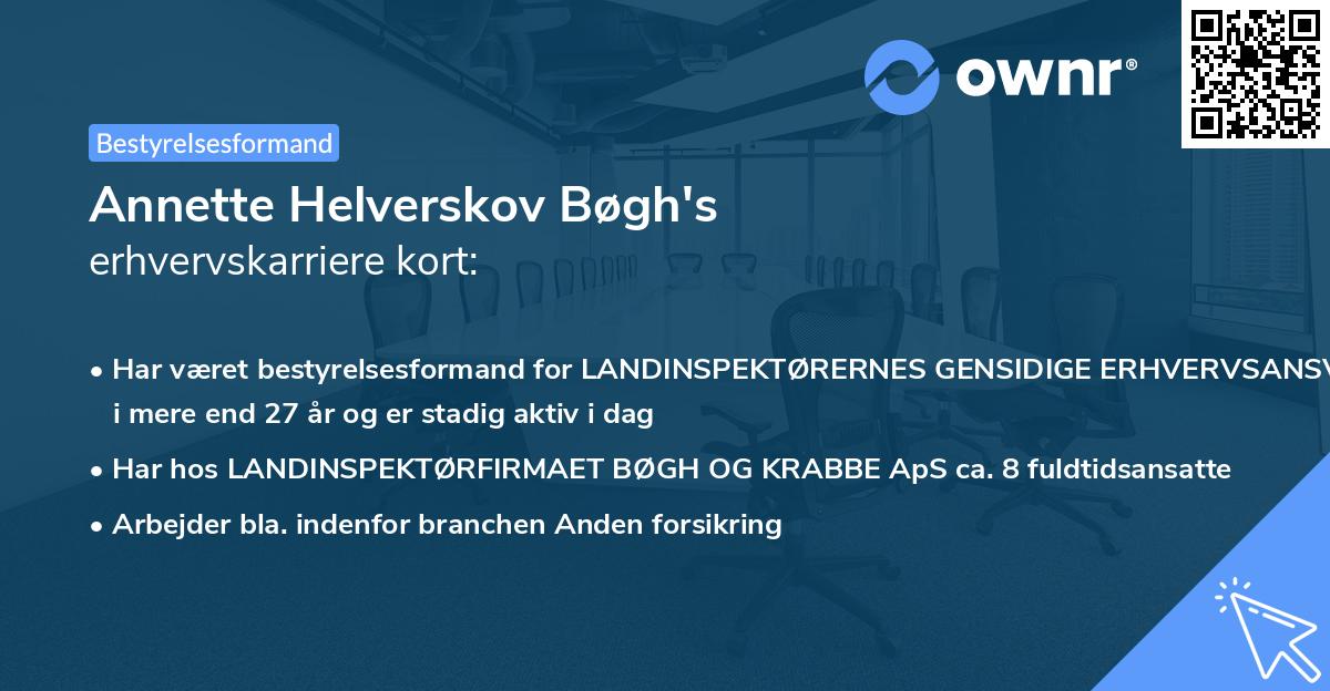 Annette Helverskov Bøgh's erhvervskarriere kort