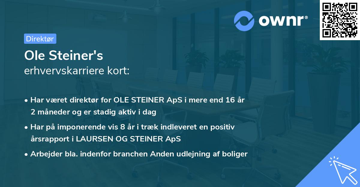 Ole Steiner's erhvervskarriere kort