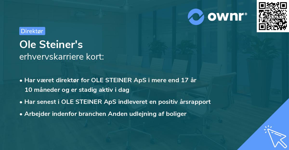 Ole Steiner's erhvervskarriere kort