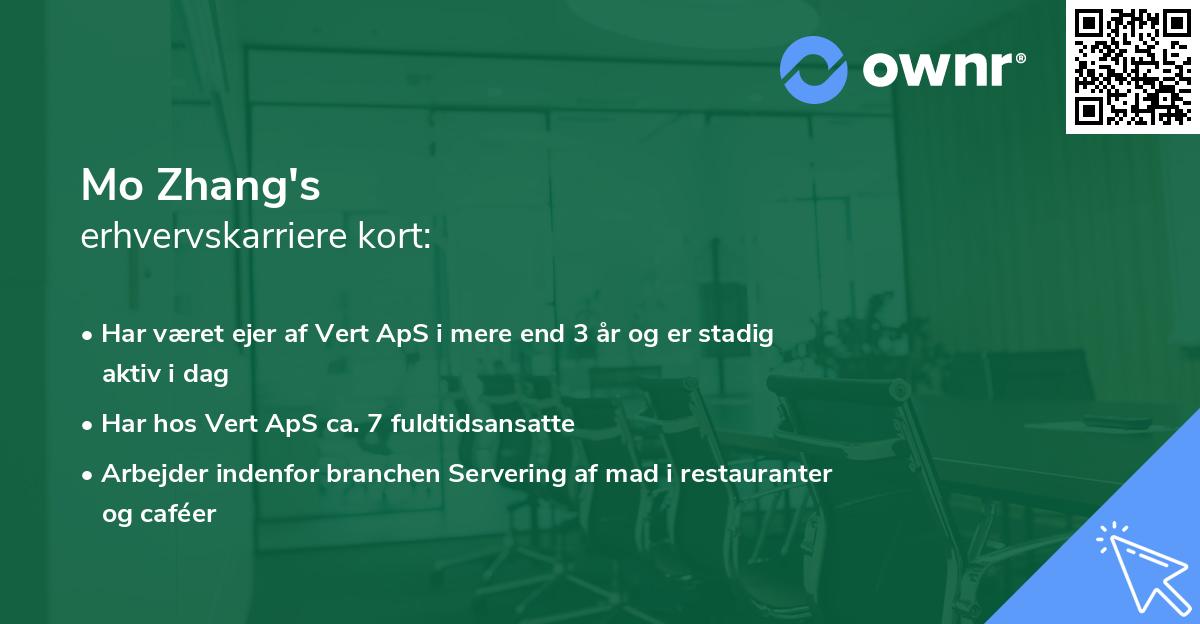 Mo Zhang's erhvervskarriere kort
