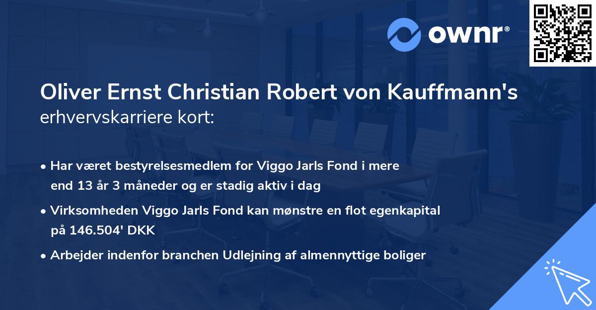 Oliver Ernst Christian Robert von Kauffmann's erhvervskarriere kort
