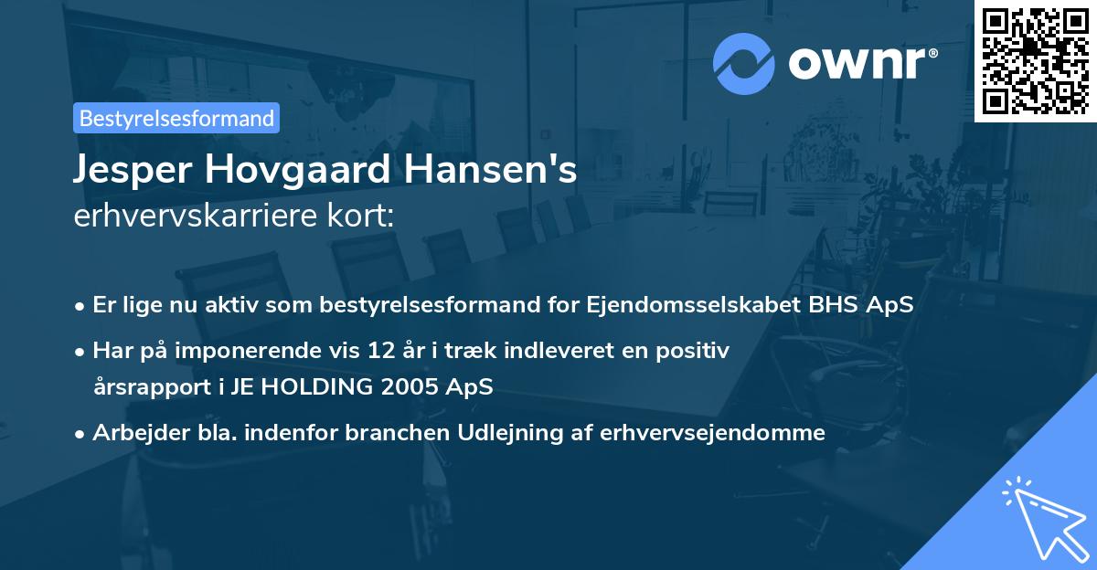 Jesper Hovgaard Hansen's erhvervskarriere kort