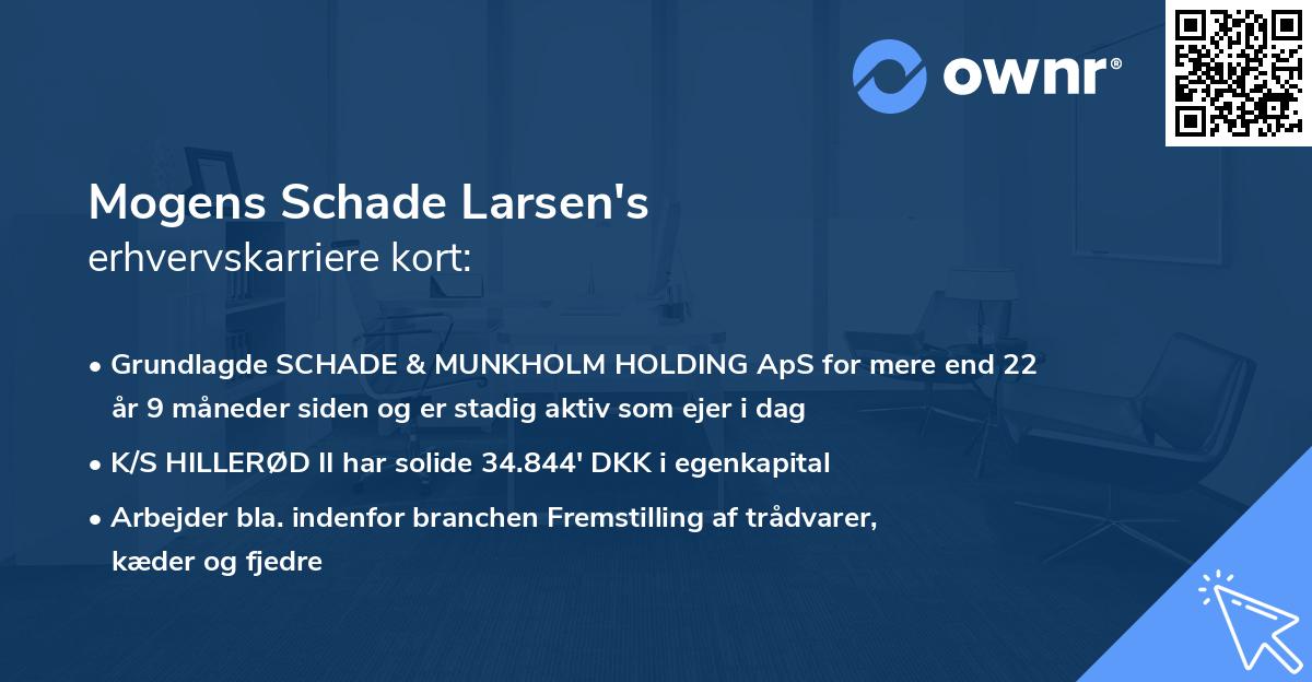 Mogens Schade Larsen's erhvervskarriere kort