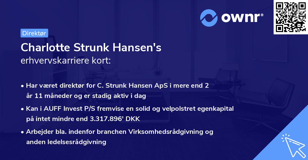 Charlotte Strunk Hansen's erhvervskarriere kort