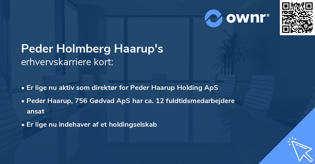 Peder Holmberg Haarup's erhvervskarriere kort