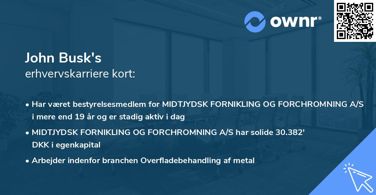 John Busk's erhvervskarriere kort
