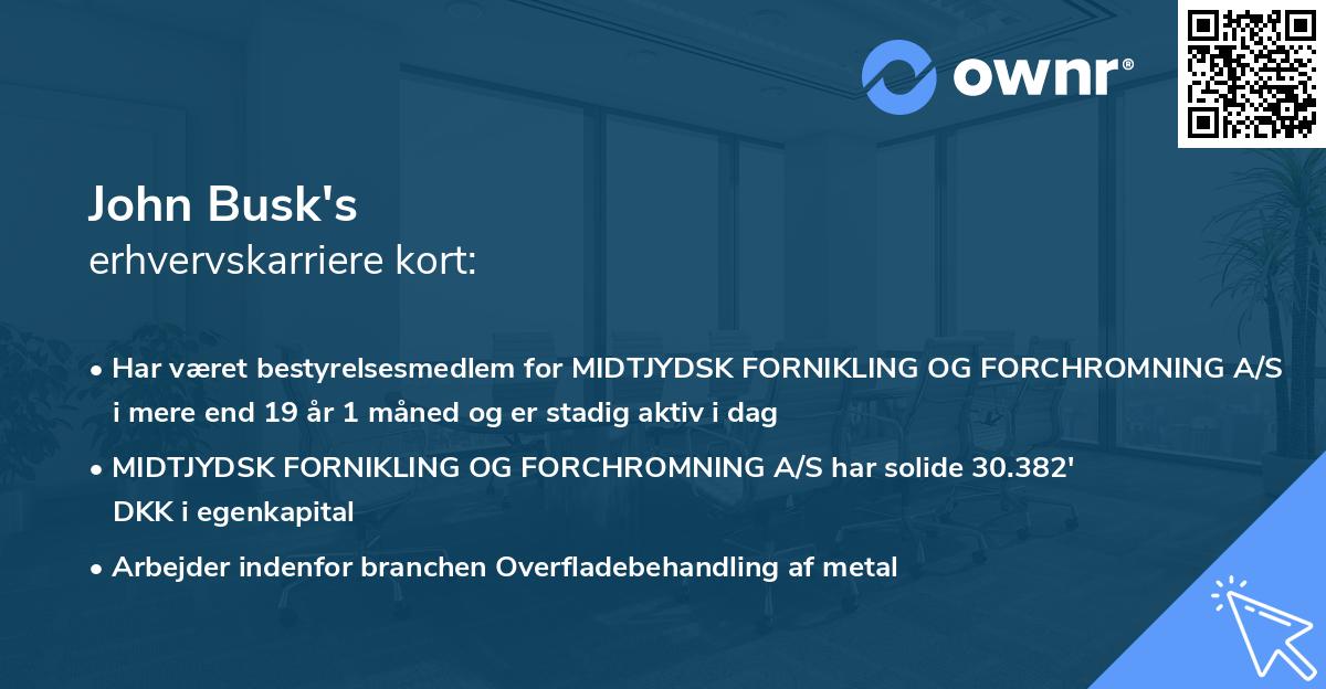 John Busk's erhvervskarriere kort