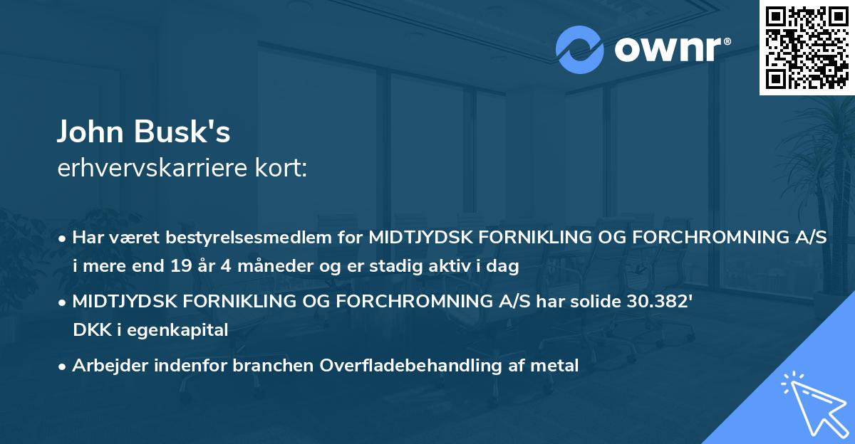 John Busk's erhvervskarriere kort