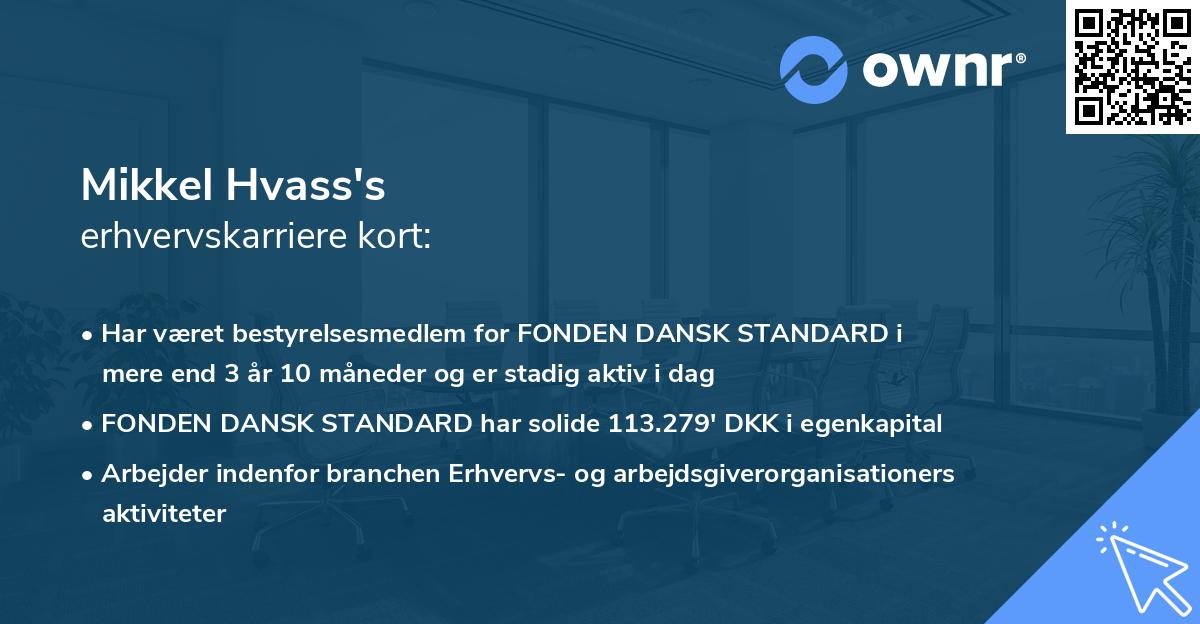 Mikkel Hvass's erhvervskarriere kort