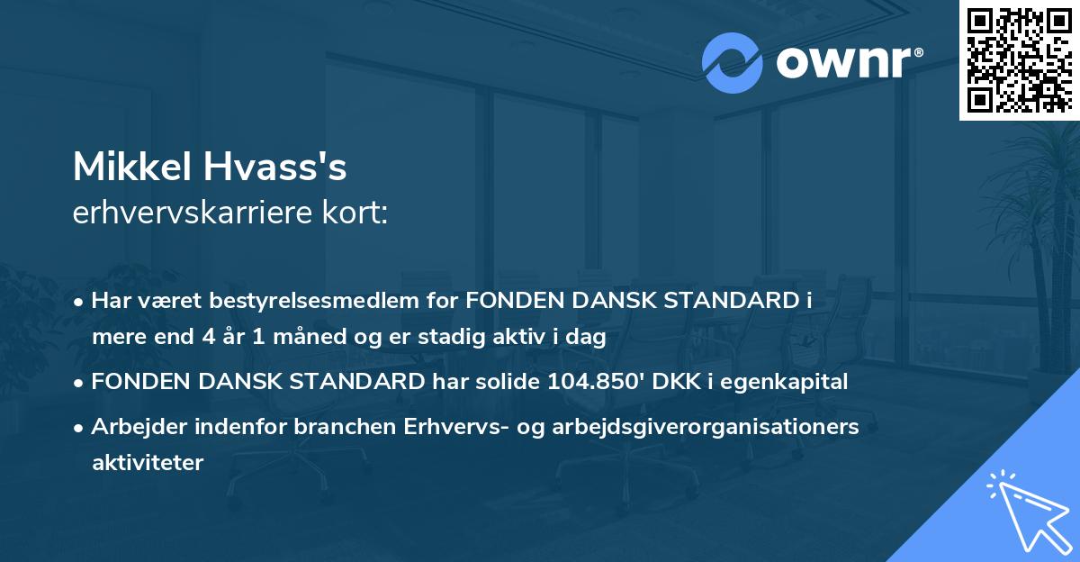 Mikkel Hvass's erhvervskarriere kort