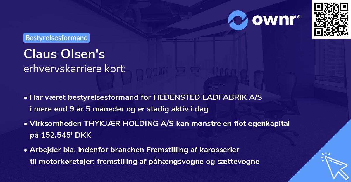 Claus Olsen's erhvervskarriere kort