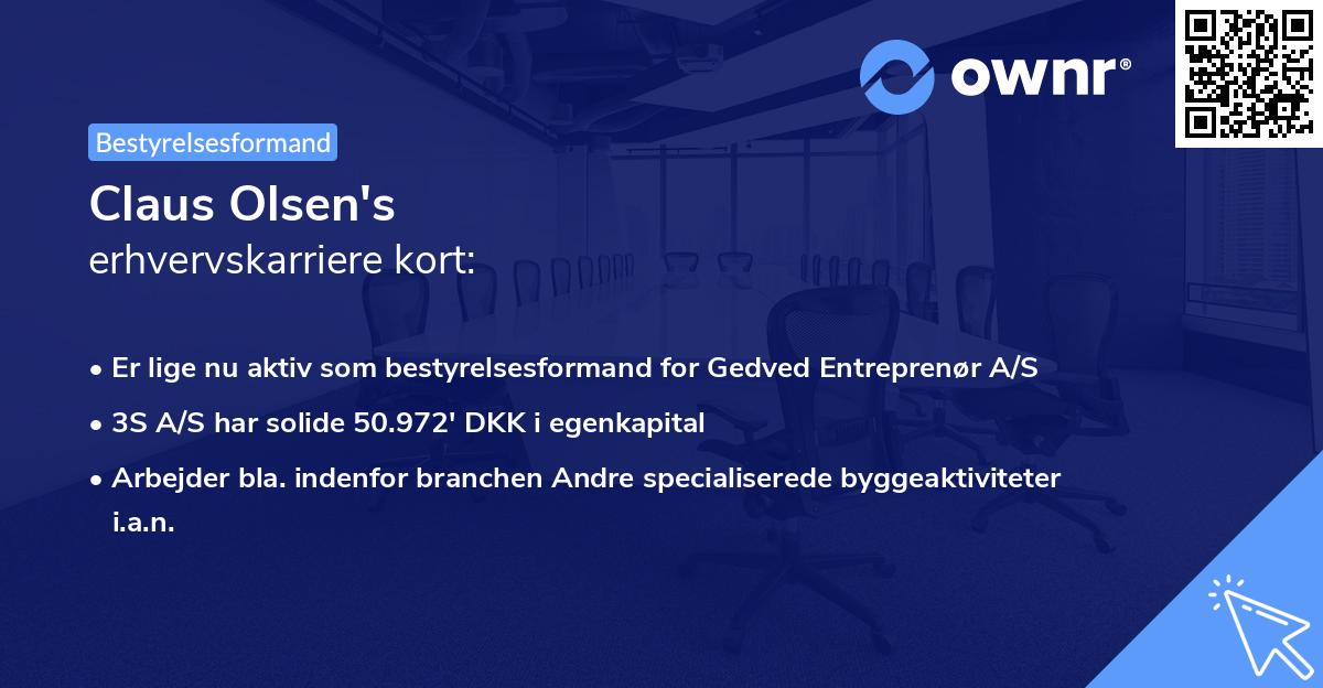 Claus Olsen's erhvervskarriere kort
