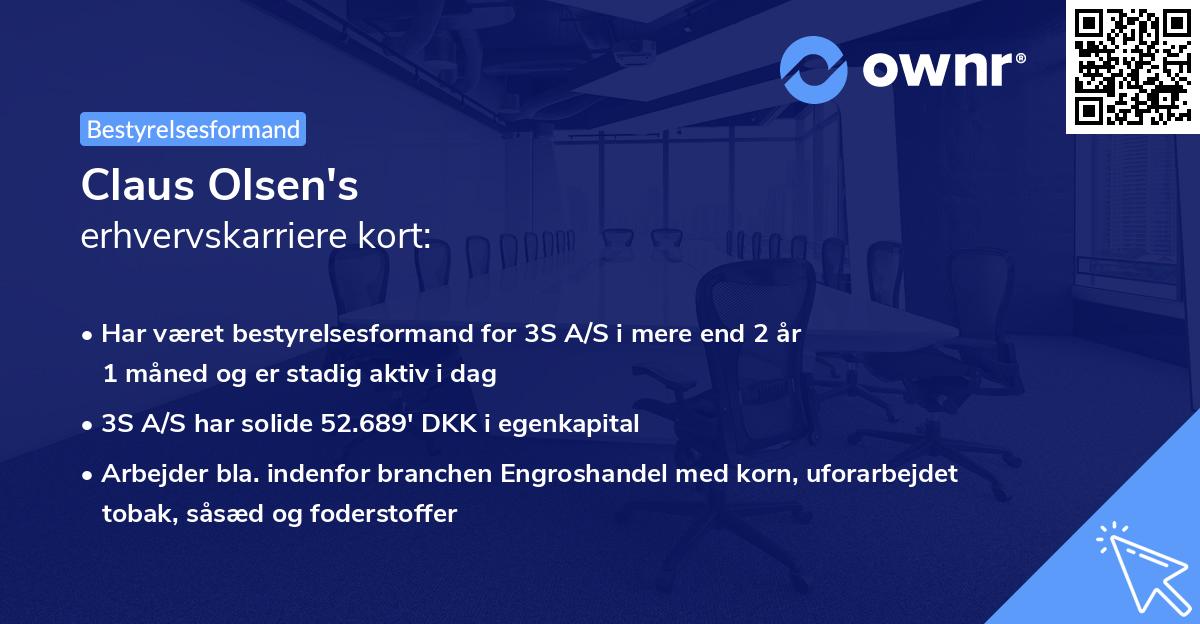 Claus Olsen's erhvervskarriere kort