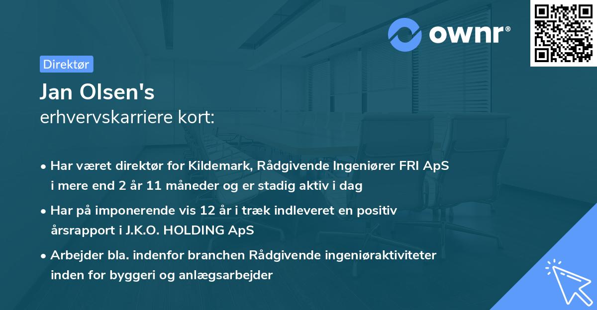 Jan Olsen's erhvervskarriere kort
