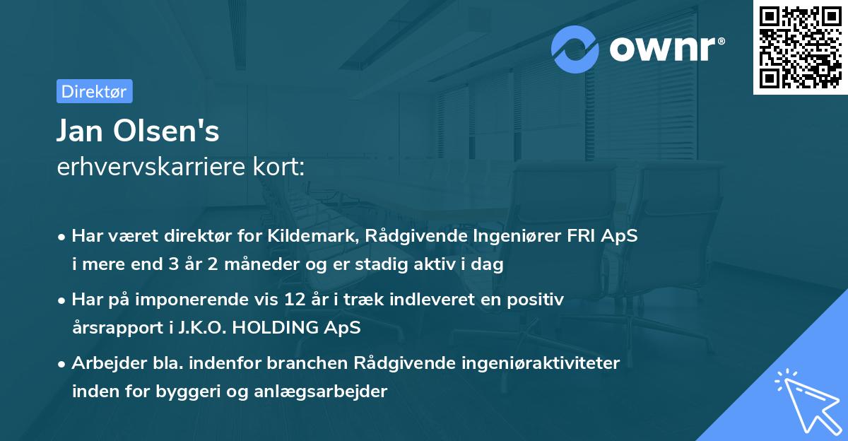 Jan Olsen's erhvervskarriere kort