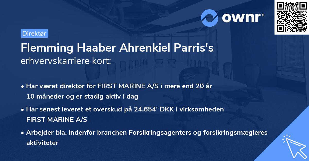 Flemming Haaber Ahrenkiel Parris's erhvervskarriere kort