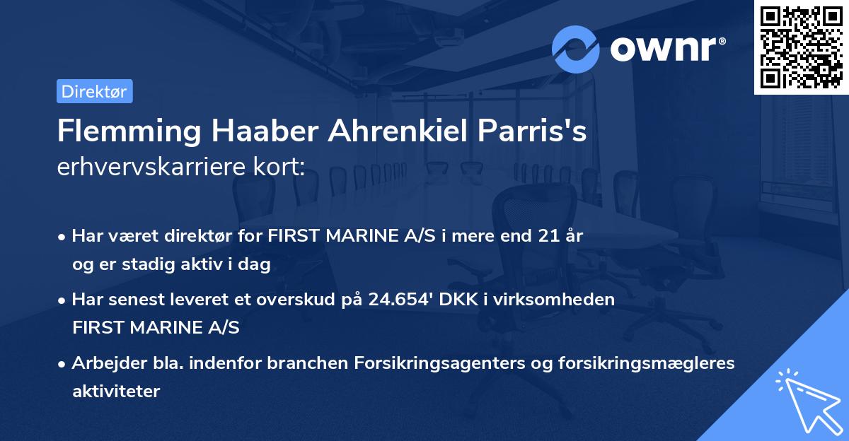 Flemming Haaber Ahrenkiel Parris's erhvervskarriere kort