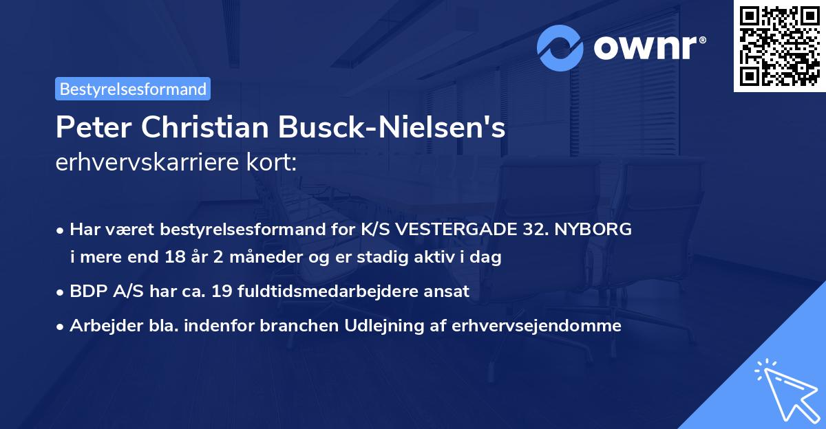 Peter Christian Busck-Nielsen's erhvervskarriere kort