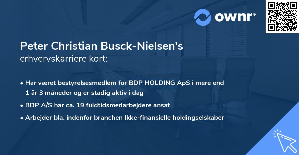 Peter Christian Busck-Nielsen's erhvervskarriere kort
