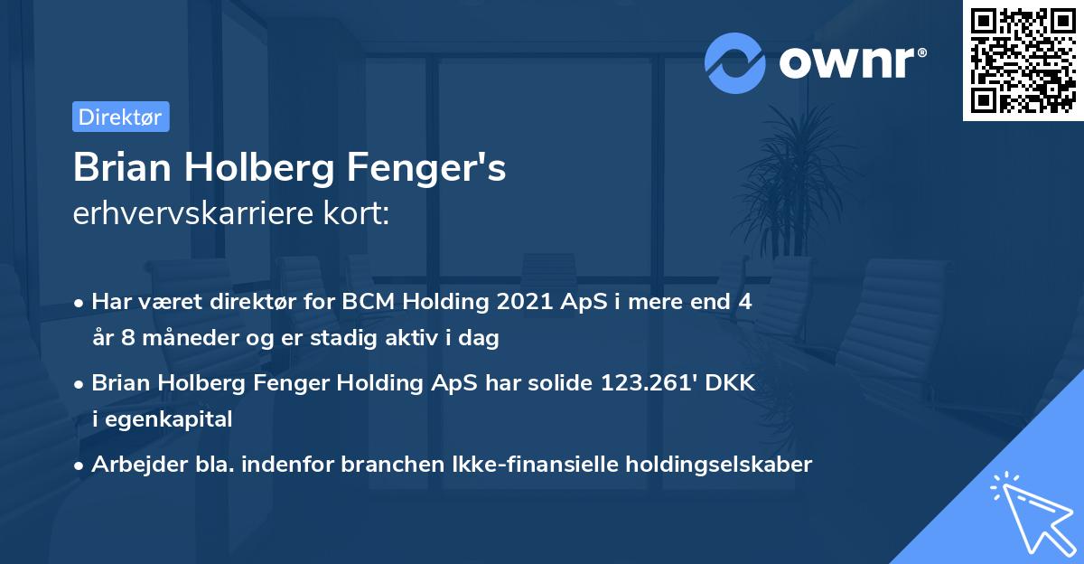 Brian Holberg Fenger's erhvervskarriere kort