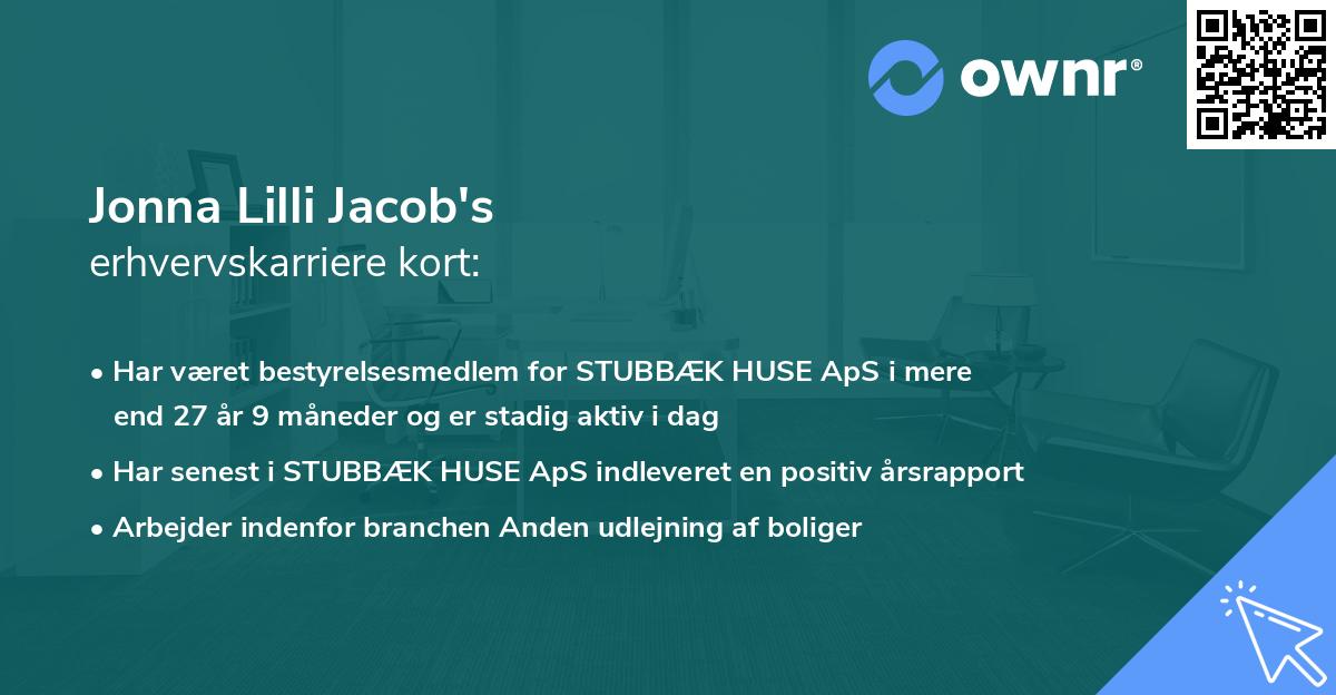Jonna Lilli Jacob's erhvervskarriere kort