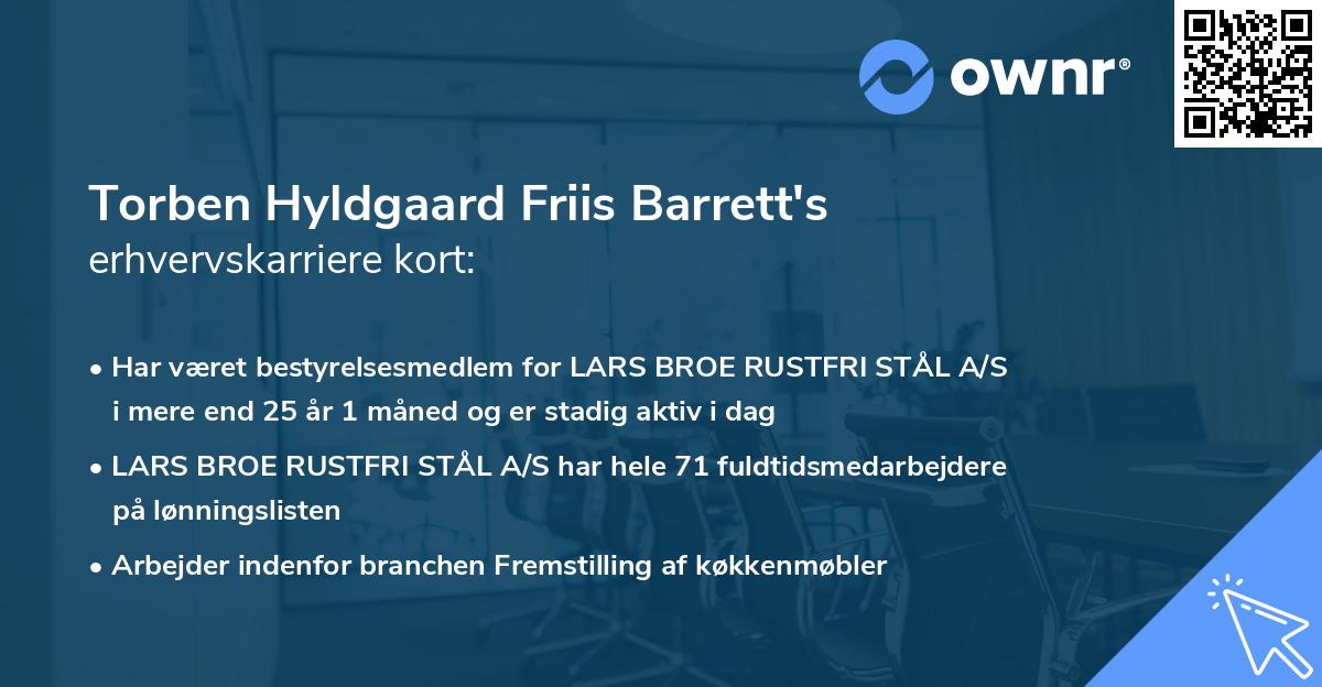 Torben Hyldgaard Friis Barrett's erhvervskarriere kort