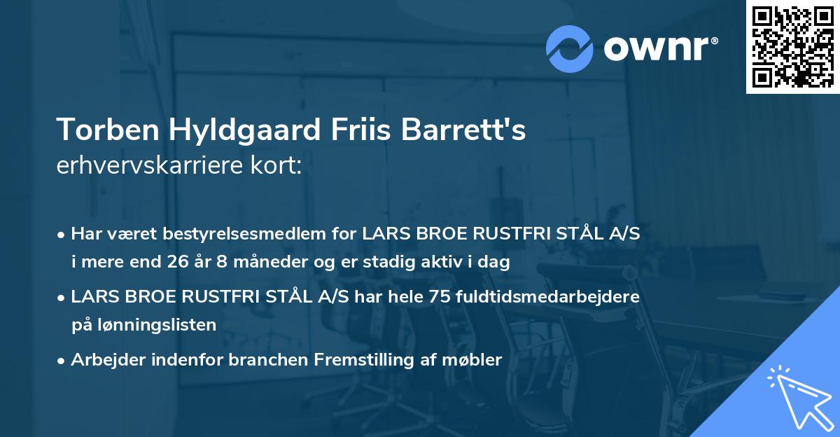 Torben Hyldgaard Friis Barrett's erhvervskarriere kort