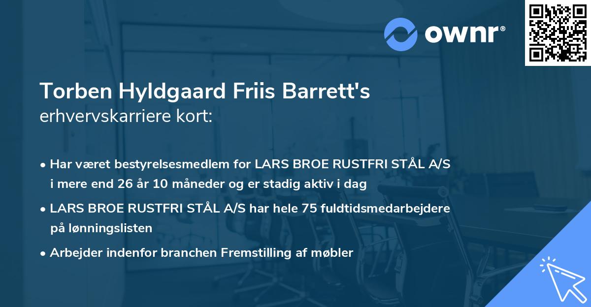 Torben Hyldgaard Friis Barrett's erhvervskarriere kort