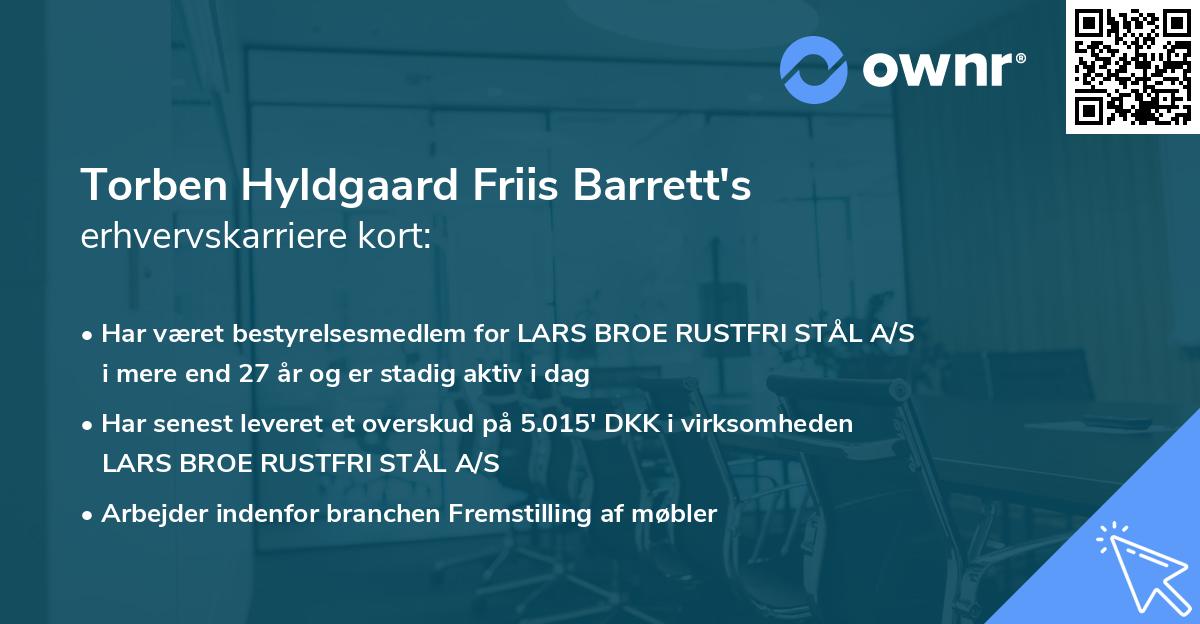 Torben Hyldgaard Friis Barrett's erhvervskarriere kort