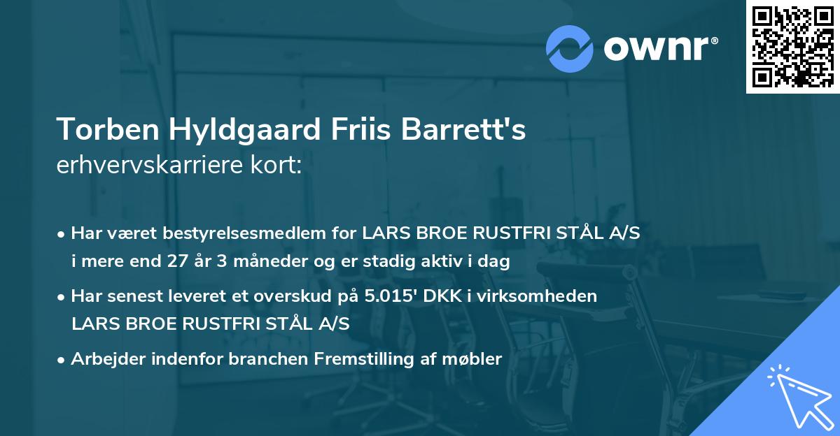 Torben Hyldgaard Friis Barrett's erhvervskarriere kort