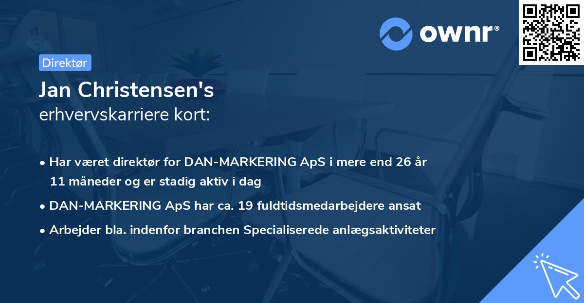 Jan Christensen's erhvervskarriere kort