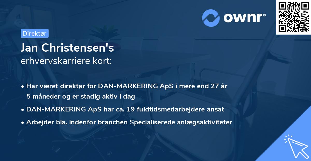 Jan Christensen's erhvervskarriere kort