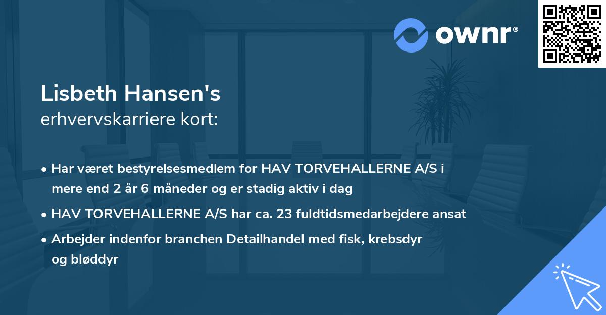 Lisbeth Hansen's erhvervskarriere kort