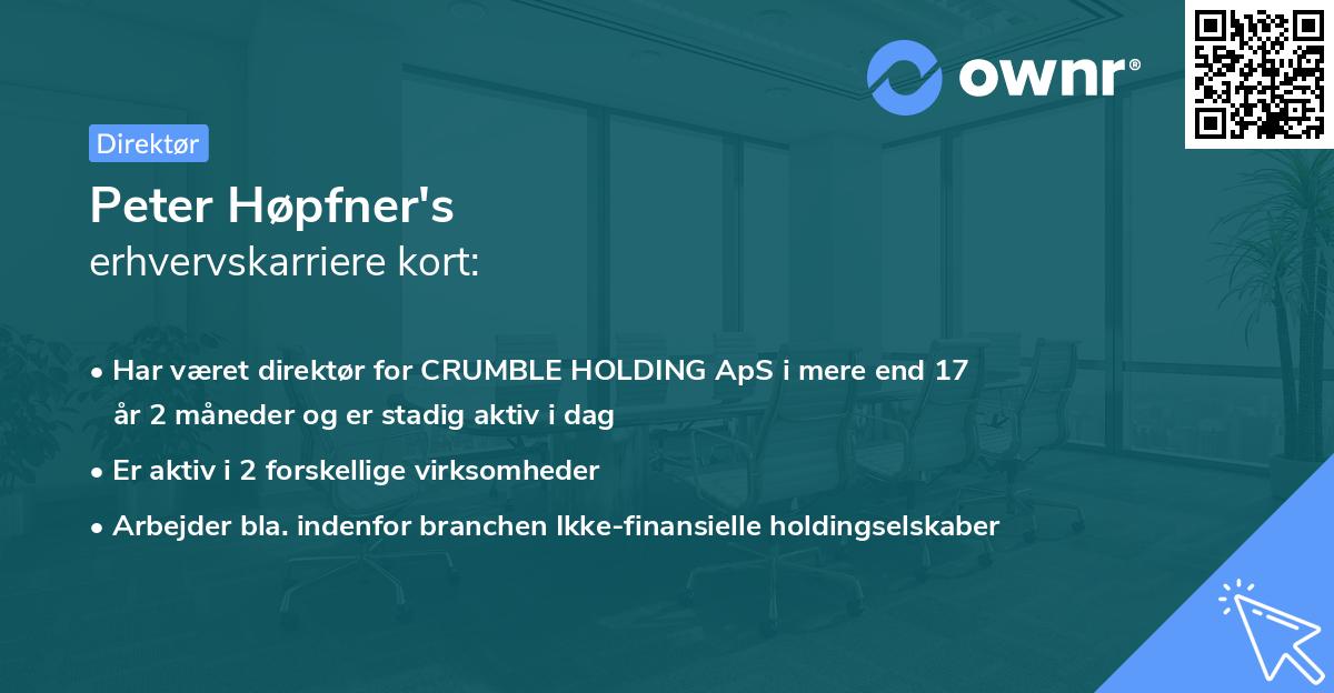 Peter Høpfner's erhvervskarriere kort