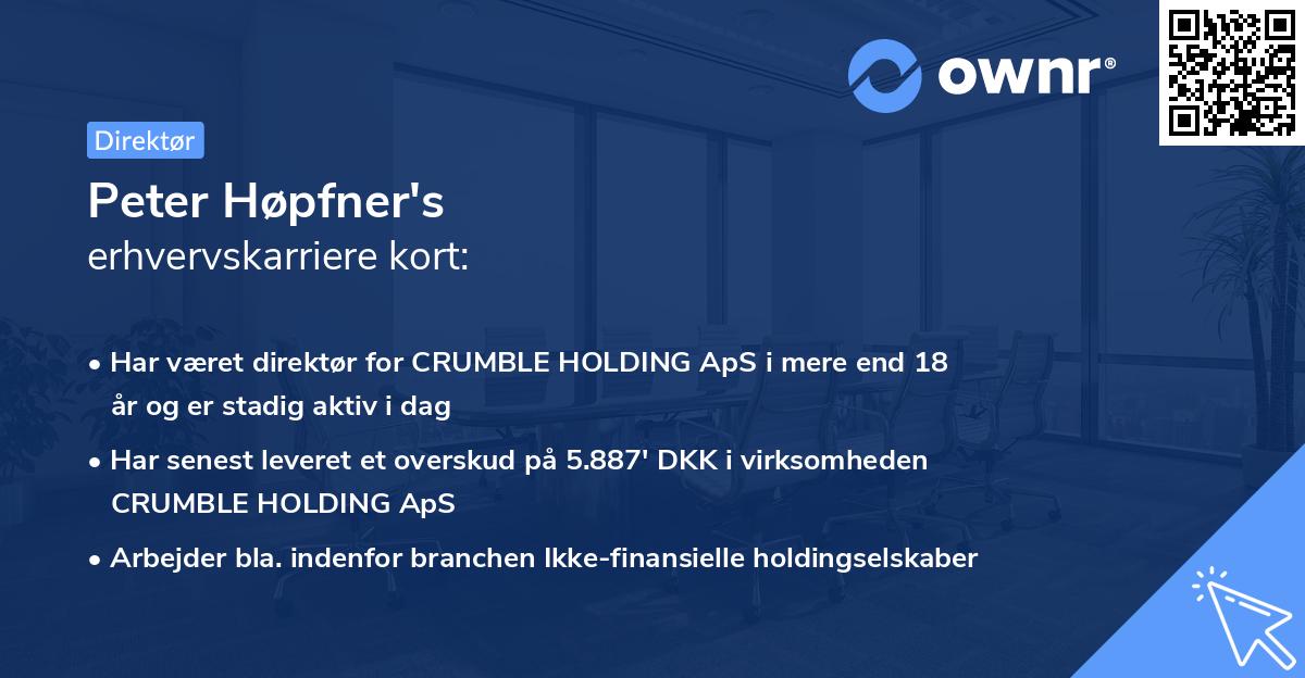 Peter Høpfner's erhvervskarriere kort