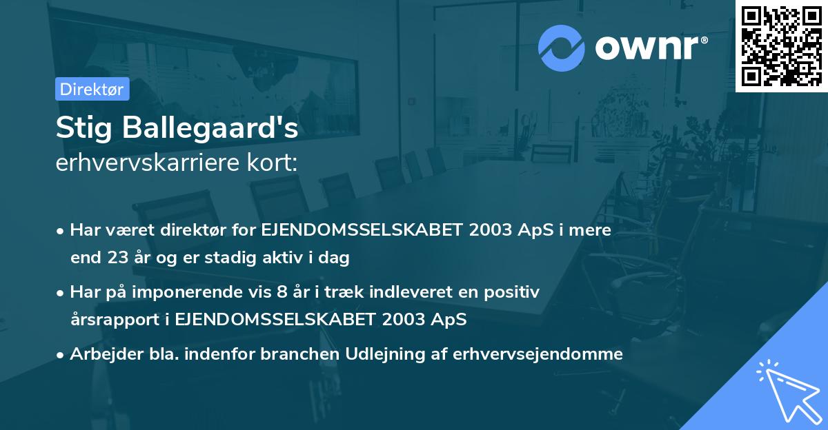 Stig Ballegaard's erhvervskarriere kort