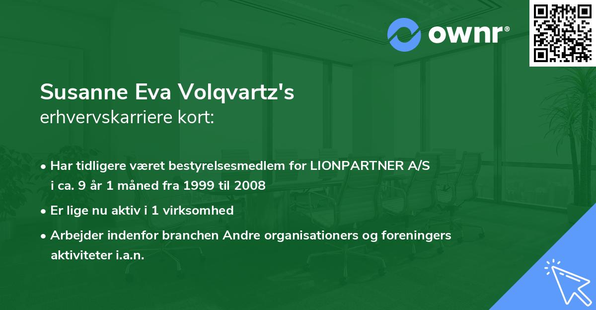 Susanne Eva Volqvartz's erhvervskarriere kort